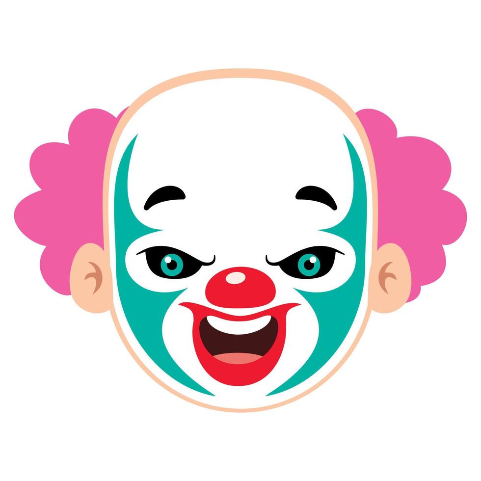 cartone animato di una faccia da clown inquietante vettore