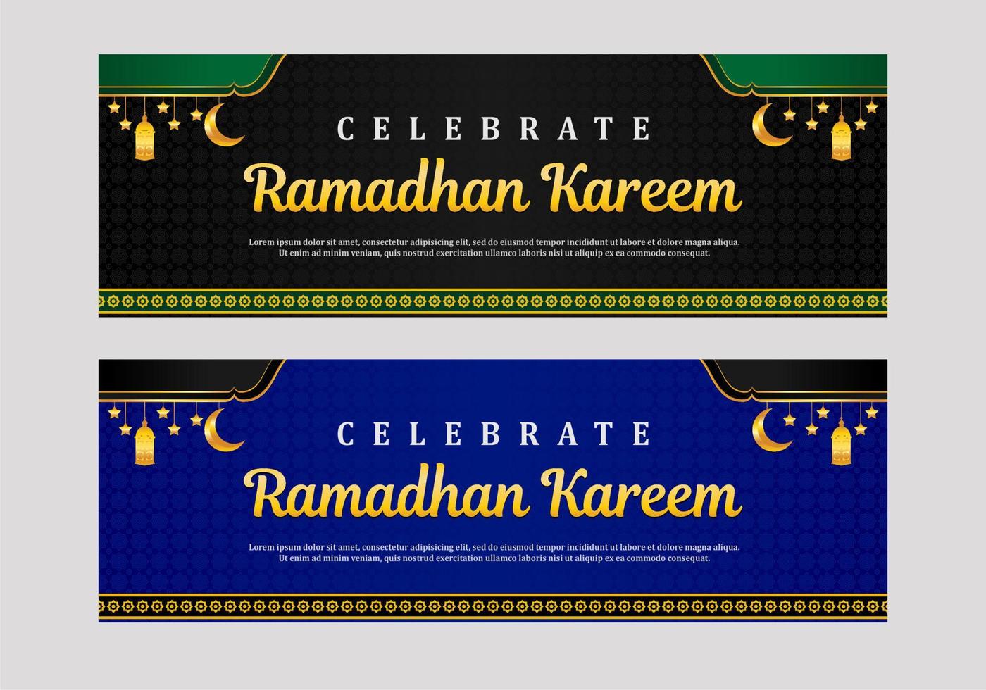 modello di banner ramadan kareem nero e blu vettore