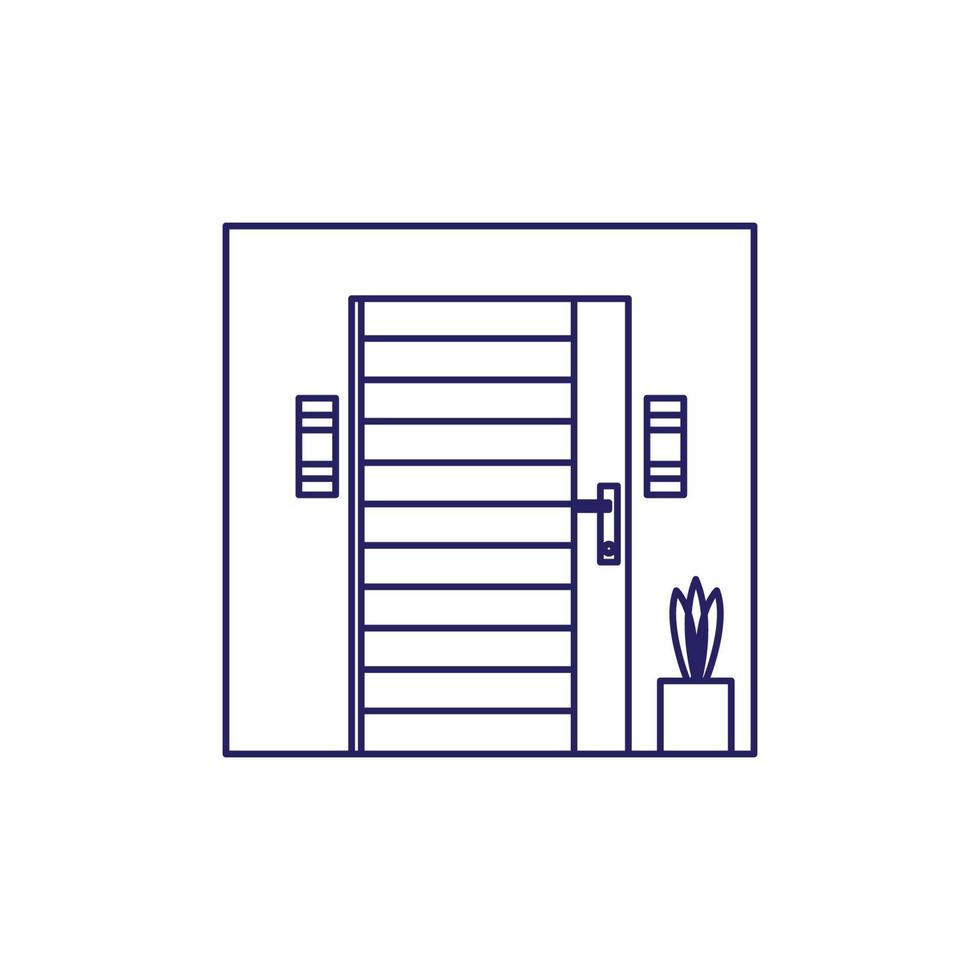 linea della porta esterna design moderno e minimalista dell'illustrazione dell'icona di vettore del logo