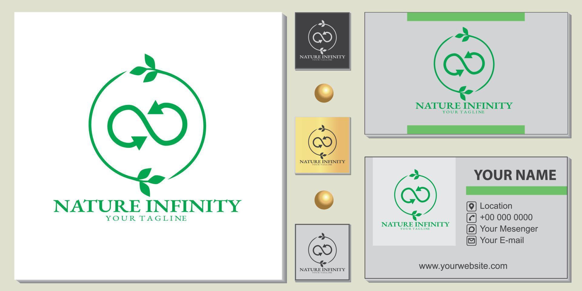 modello premium di logo verde natura infinito con elegante biglietto da visita vettoriale eps 10