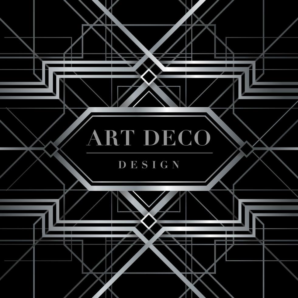 argento grande stile gatsby deco, biglietto d'invito art deco, design della copertina, geometrico astratto, vettore