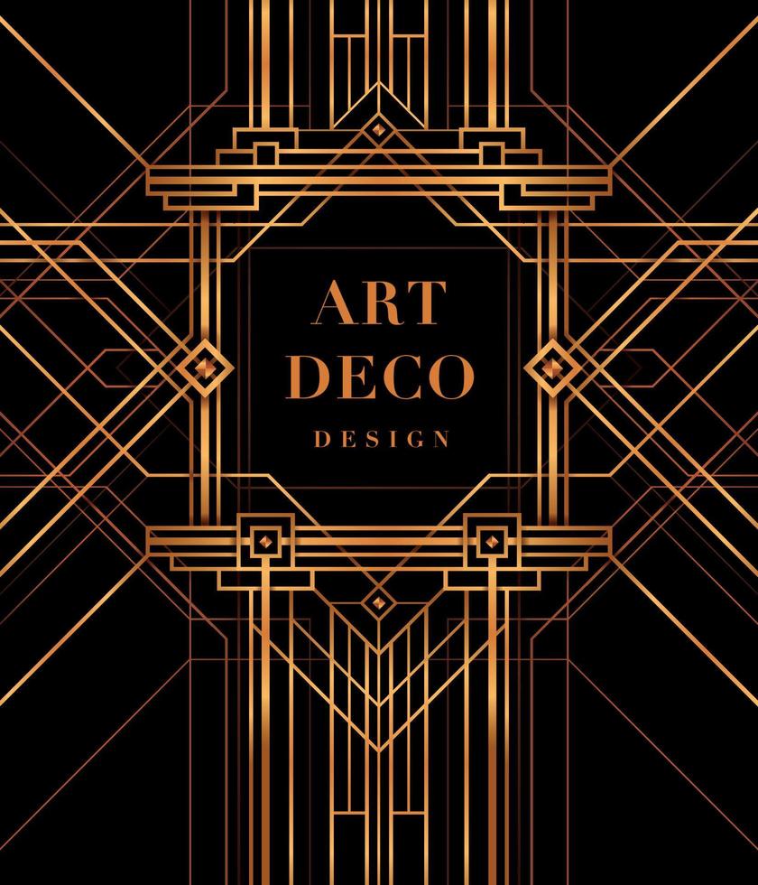 sfondo geometrico astratto, grande stile gatsby deco oro, design del libro di copertina art deco vettore