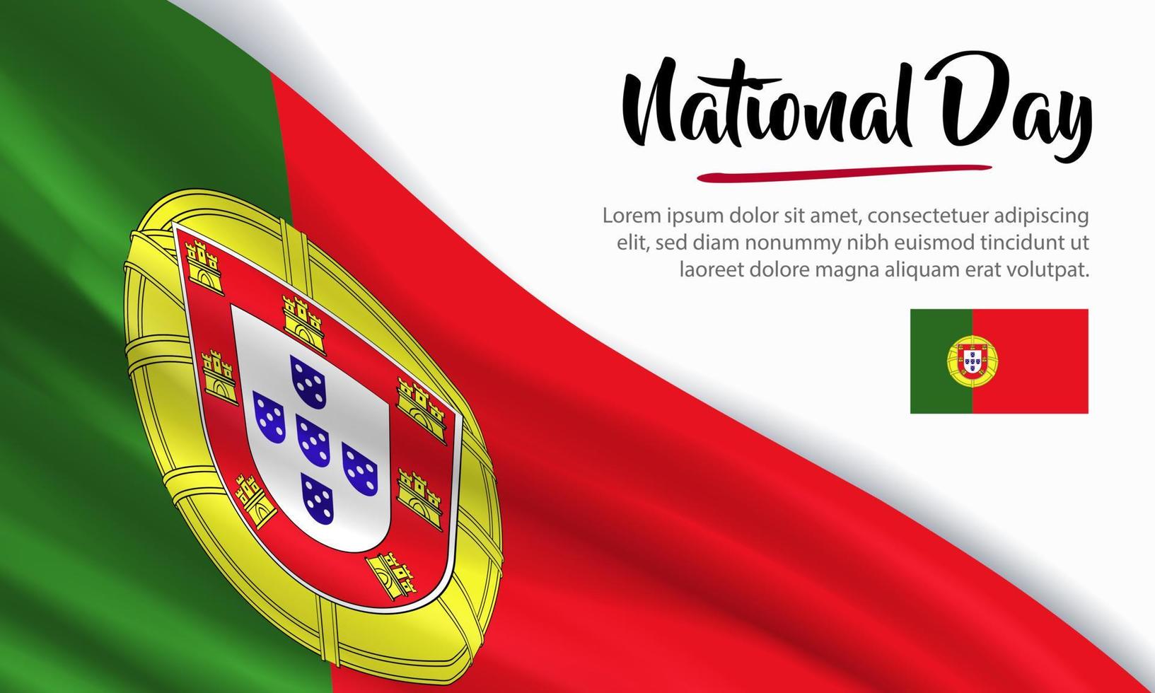 buona giornata nazionale del Portogallo. banner, biglietto di auguri, design volantino. disegno del modello di poster vettore