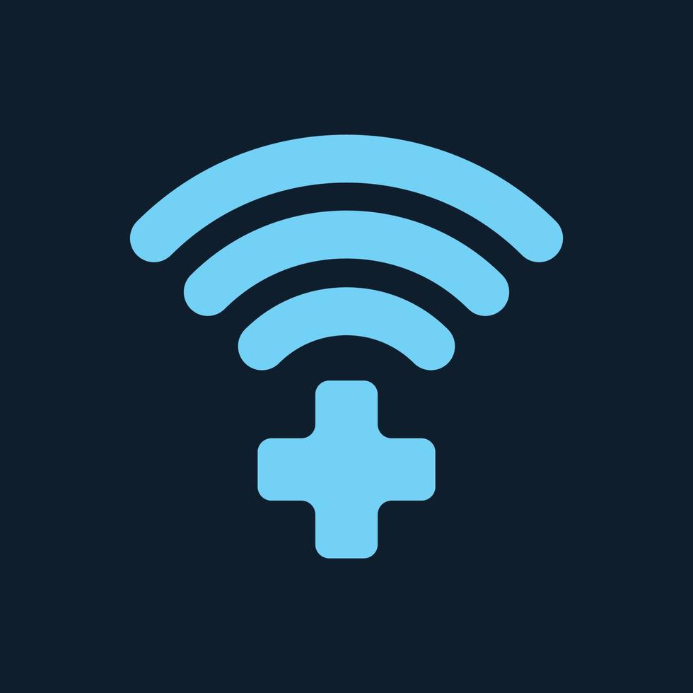 croce dell'ospedale sanitario con design dell'illustrazione vettoriale dell'icona del logo internet wifi