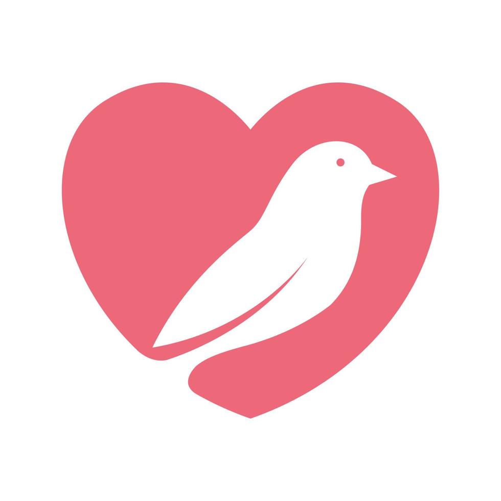 spazio negativo uccello con amore logo design grafico vettoriale simbolo icona illustrazione del segno idea creativa