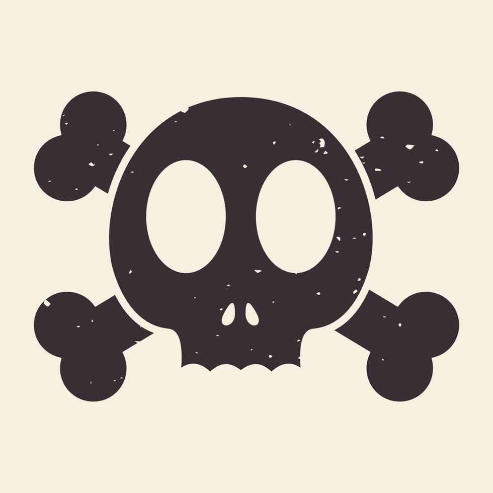 cranio testa vintage con ossa incrociate logo design grafico vettoriale simbolo icona illustrazione del segno idea creativa