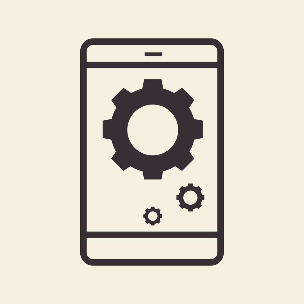 linea smartphone con ingranaggio servizio logo design grafico vettoriale simbolo icona segno illustrazione idea creativa