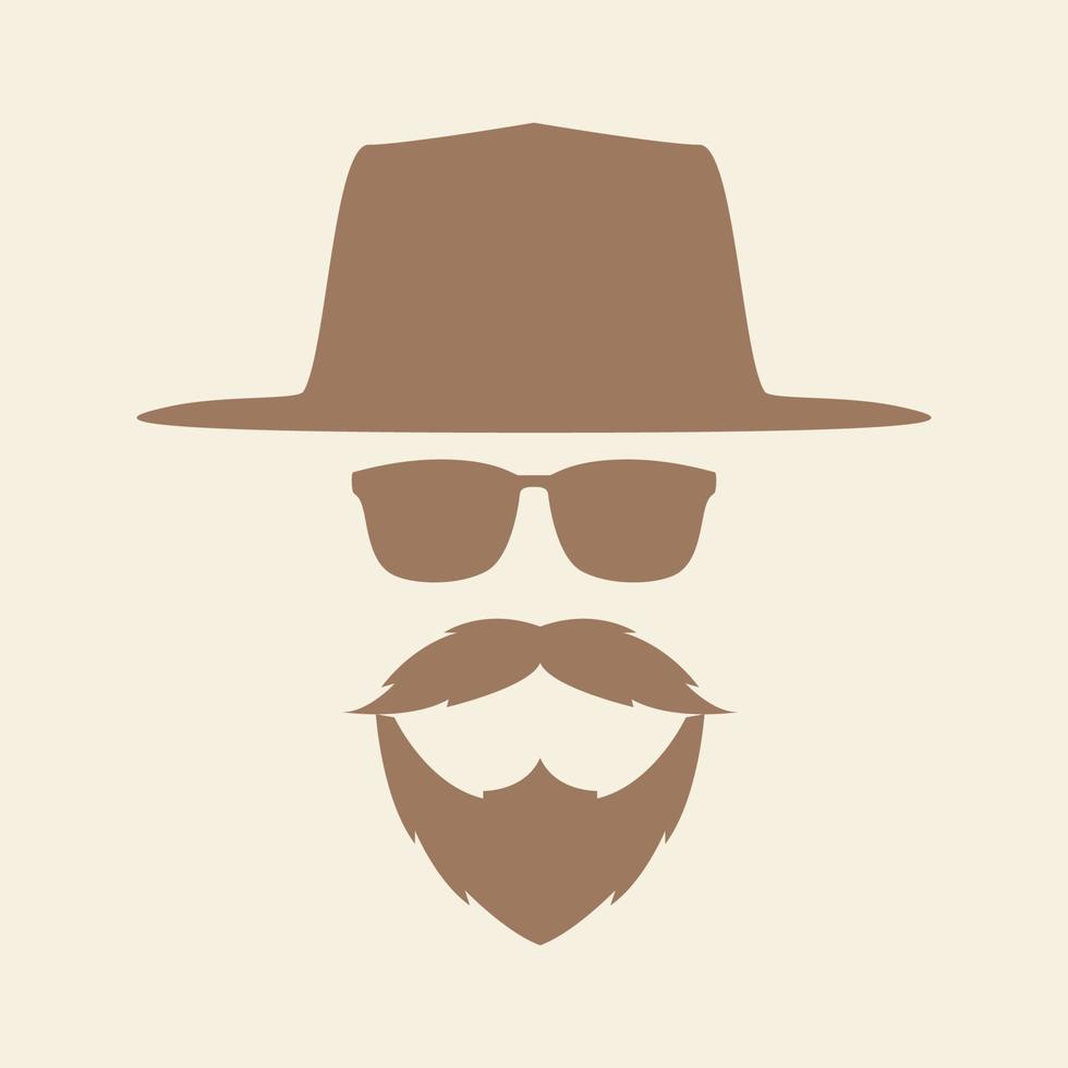barba uomo hipster con cappello logo simbolo icona grafica vettoriale illustrazione