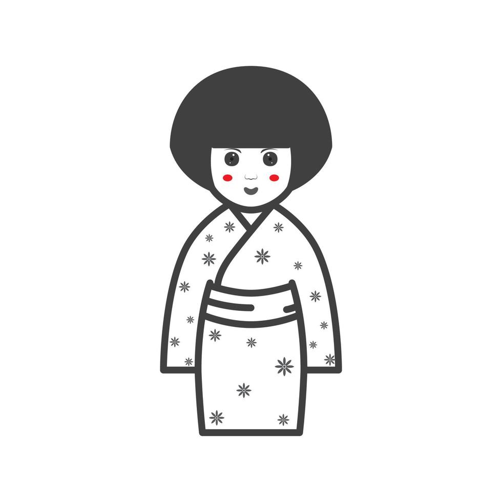 ragazza carina cultura asiatica abito kimono logo design vettore grafico simbolo icona segno illustrazione idea creativa