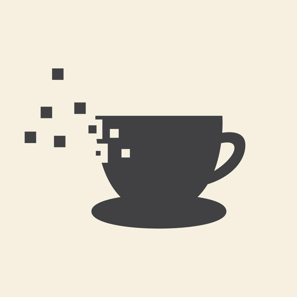illustrazione grafica vettoriale dell'icona del simbolo del logo della tecnologia dei dati della tazza di caffè