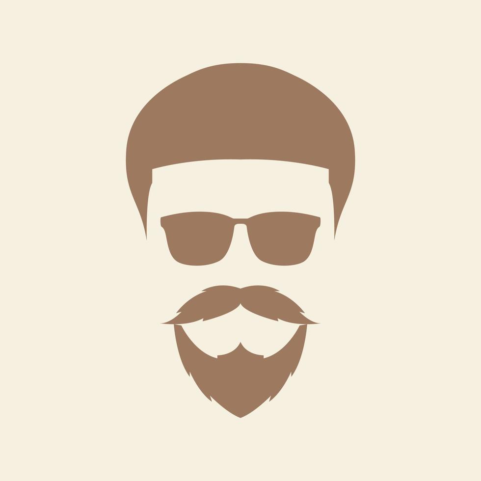 barba uomo hipster con occhiali da sole logo simbolo icona illustrazione grafica vettoriale