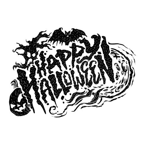 Felice lettering di progettazione del testo di Halloween vettore