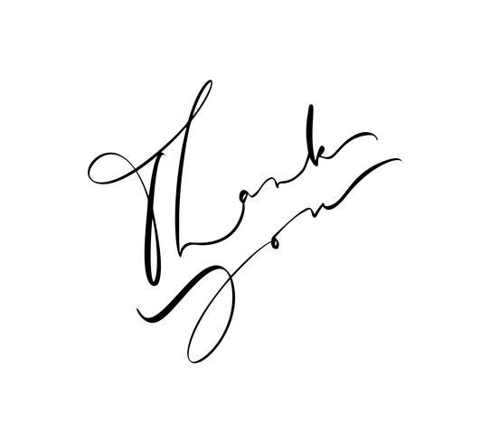 vintage Vector calligraphy text Grazie. Disegnato a mano isolato su sfondo bianco. Illustrazione di lettering calligrafico per matrimonio, cartolina d&#39;auguri, tag