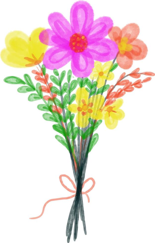bouquet di fiori in stile acquerello vettore