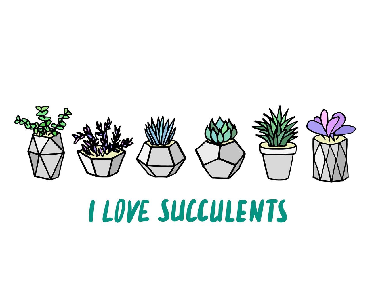 set di piante d'appartamento di cactus succulente in vasi di fiori grigi. icone vettoriali su sfondo bianco