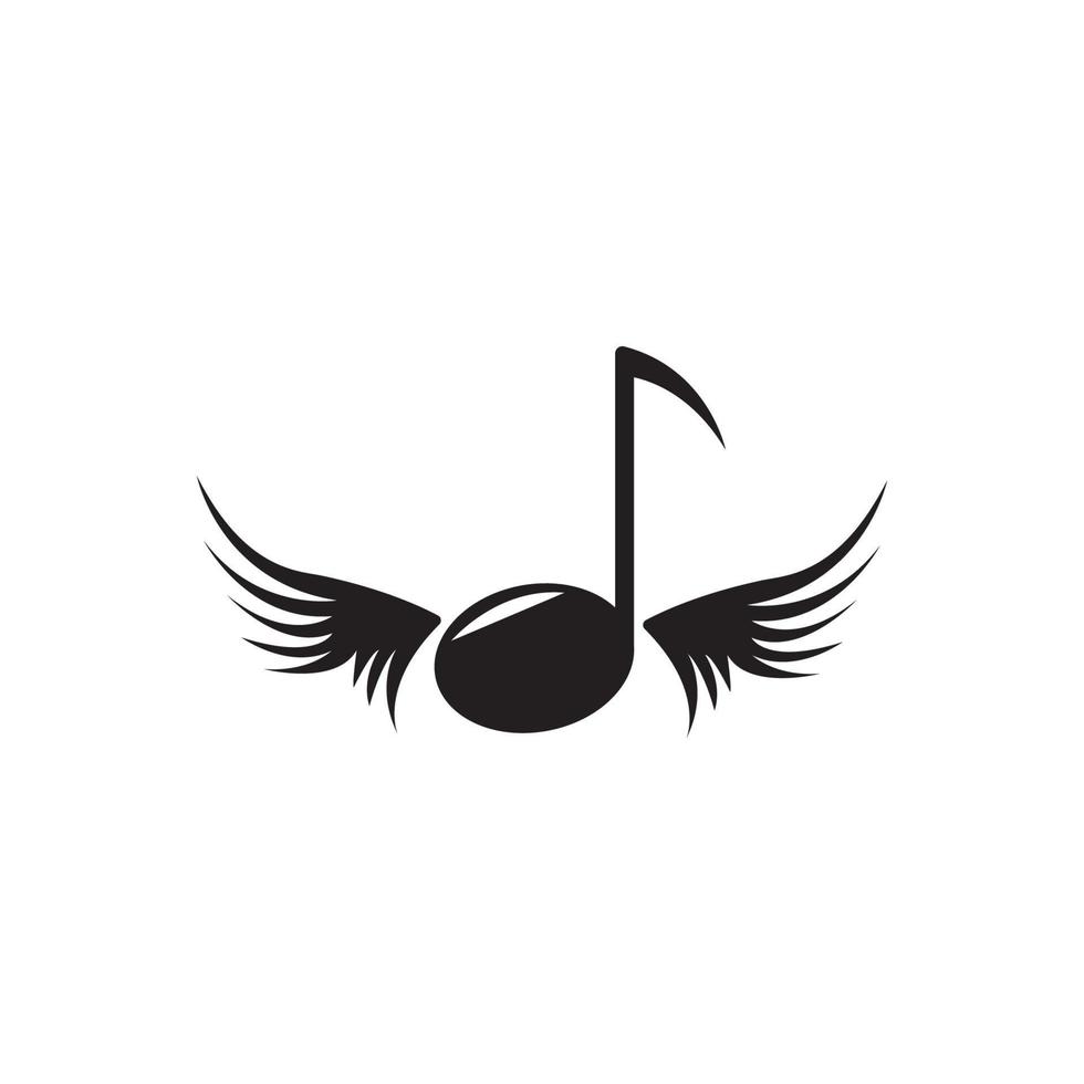 disegno dell'illustrazione vettoriale dell'icona dell'ala della nota musicale