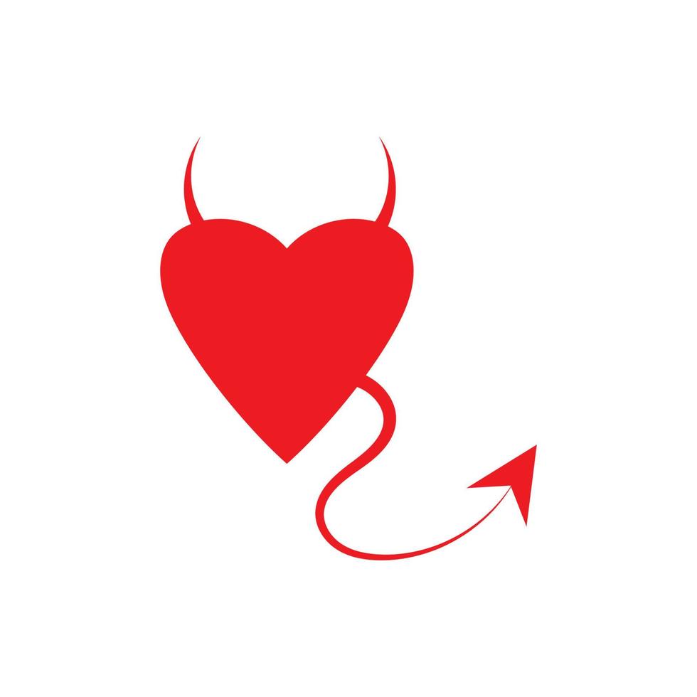 modello vettoriale del logo del diavolo del cuore