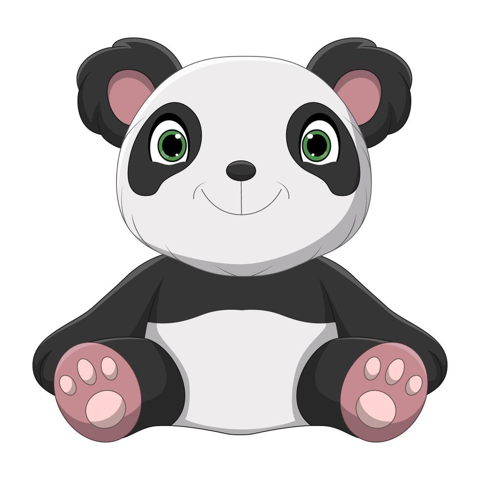 cartone animato carino baby panda seduto vettore