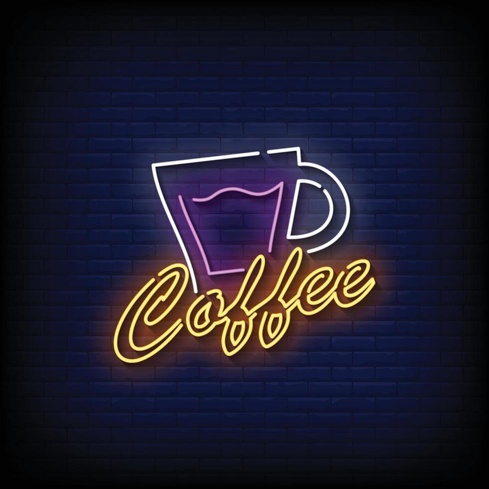vettore di testo in stile insegne al neon di caffè