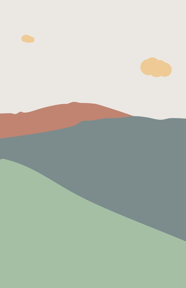 sfondi astratti di poster estetici minimalisti con montagne e paesaggio marino vettore