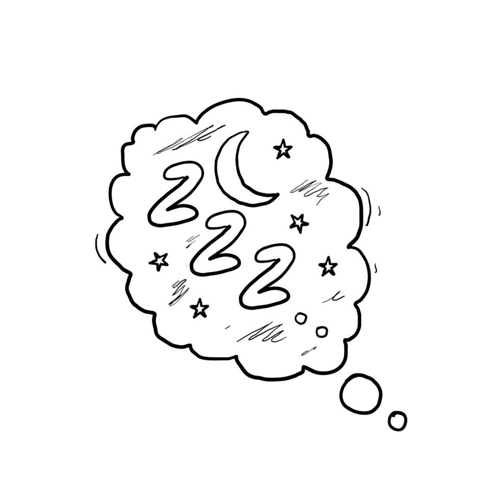illustrazione zzz disegnata a mano con simbolo di stile doodle per dormire vettore