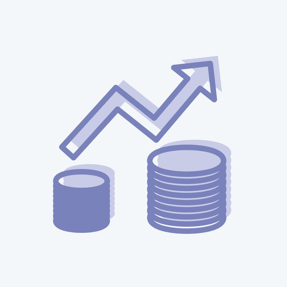 icona di economia in aumento in stile bicolore alla moda isolato su sfondo blu tenue vettore