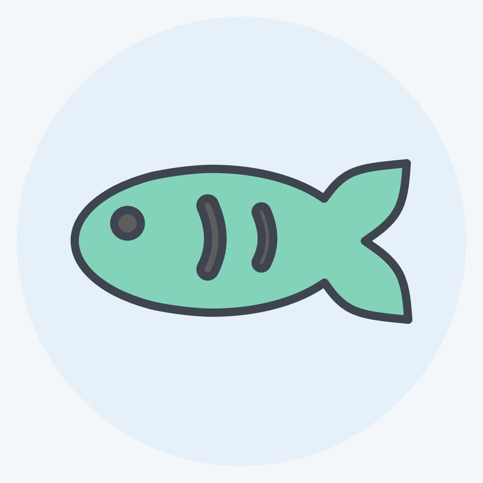 icona di pesce domestico i in stile compagno di colore alla moda isolato su sfondo blu tenue vettore