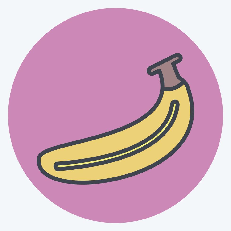 icona di banane in stile compagno di colore alla moda isolato su sfondo blu morbido vettore