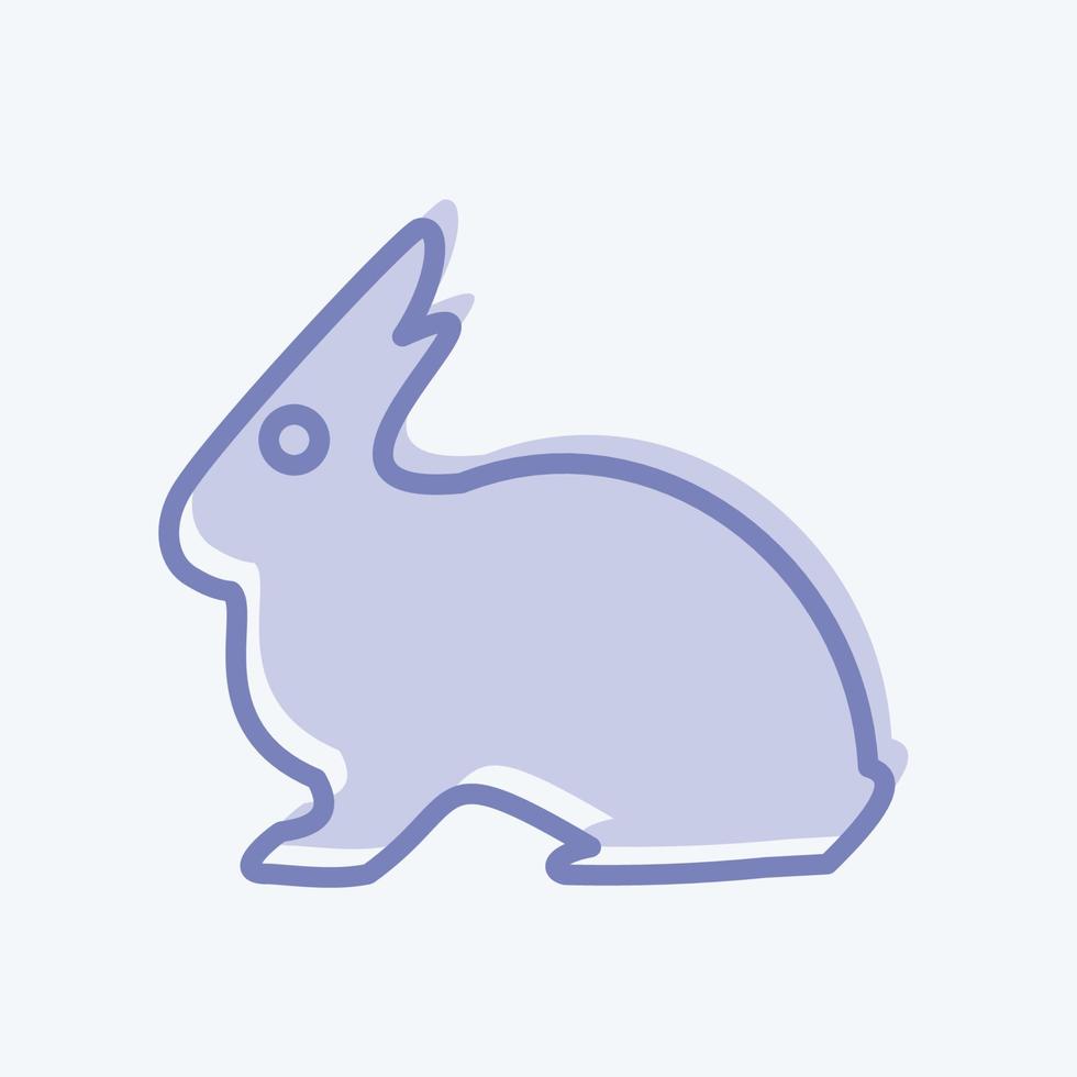 icona di coniglio domestico in stile bicolore alla moda isolato su sfondo blu tenue vettore