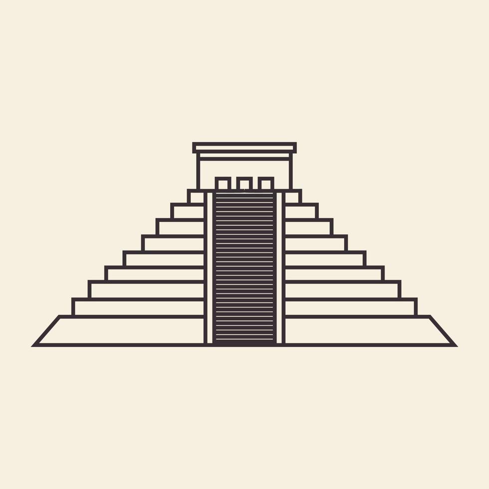 illustrazione del simbolo dell'icona del vettore del design del logo delle linee della piramide messicana