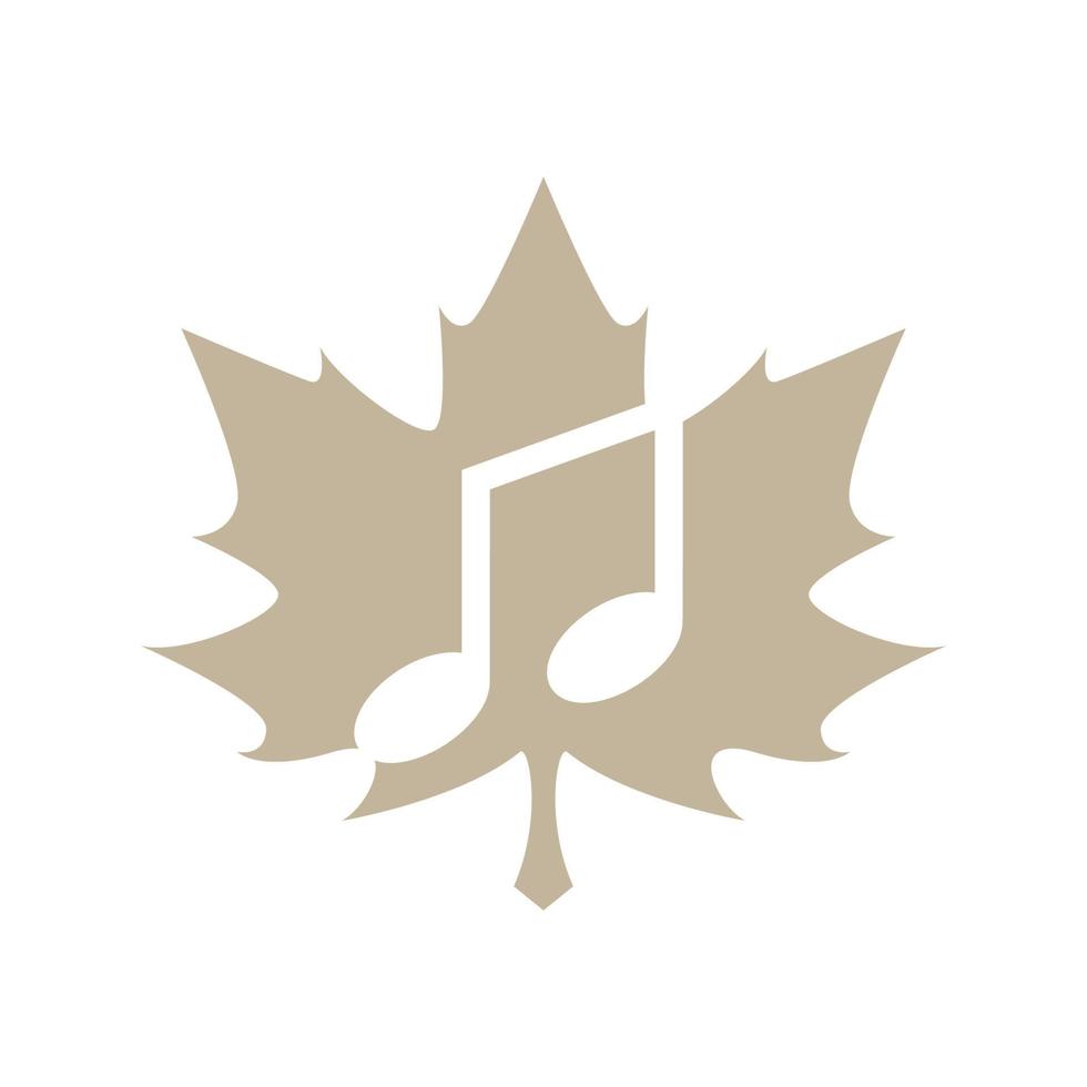 foglia d'acero con logo musicale vettore simbolo icona design grafico illustrazione
