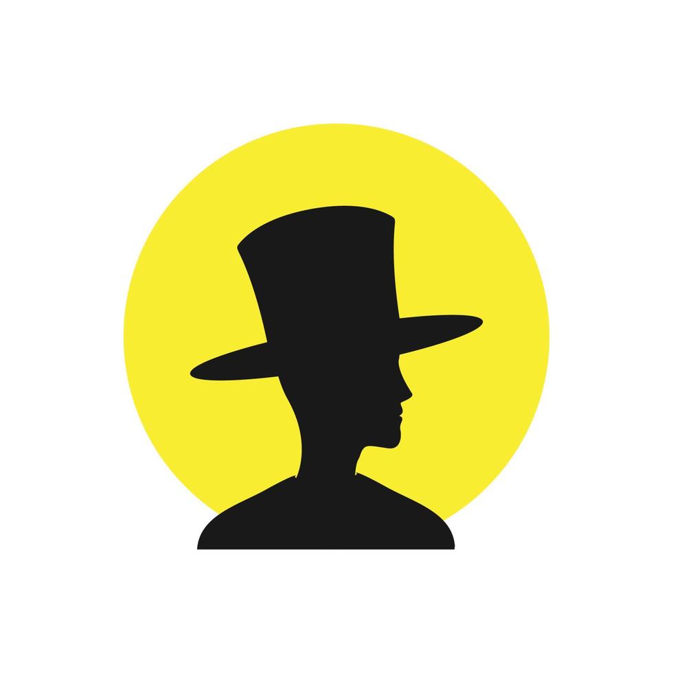 uomo con cappello lungo magico logo nero simbolo icona grafica vettoriale illustrazione idea creativa