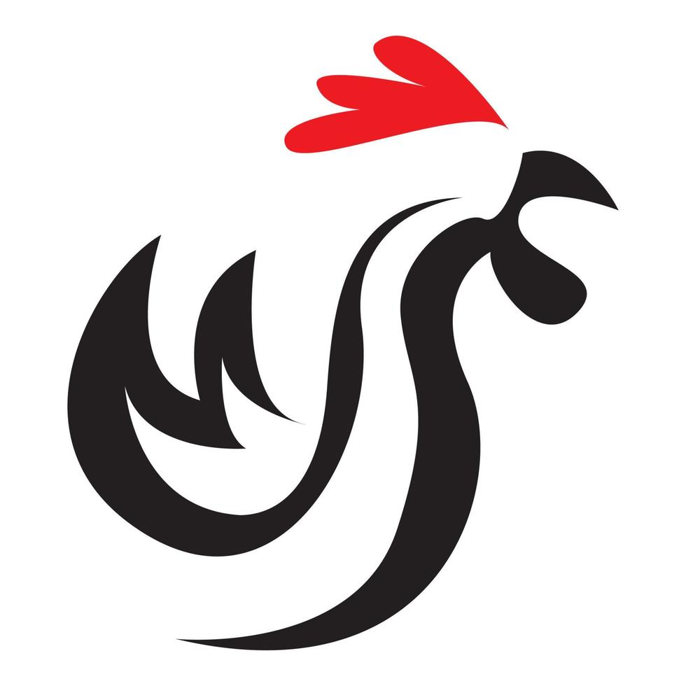 design moderno dell'illustrazione dell'icona di vettore del logo del gallo di pollo di forma