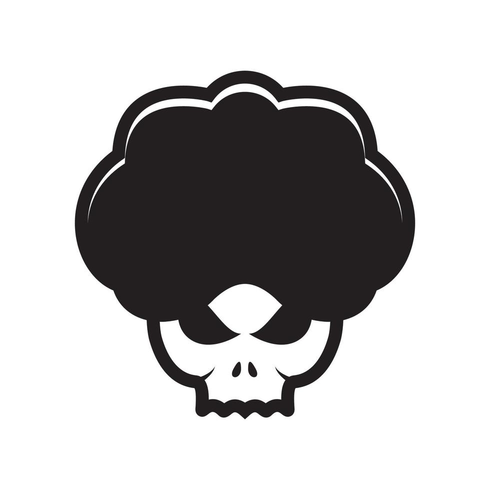 cranio con capelli crespi logo design grafico vettoriale simbolo icona illustrazione del segno idea creativa