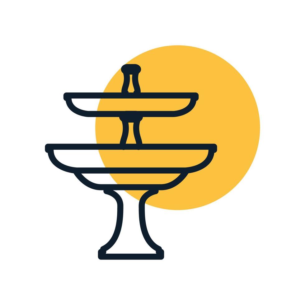 fontana con disegno dell'illustrazione dell'icona di vettore del logo del tramonto