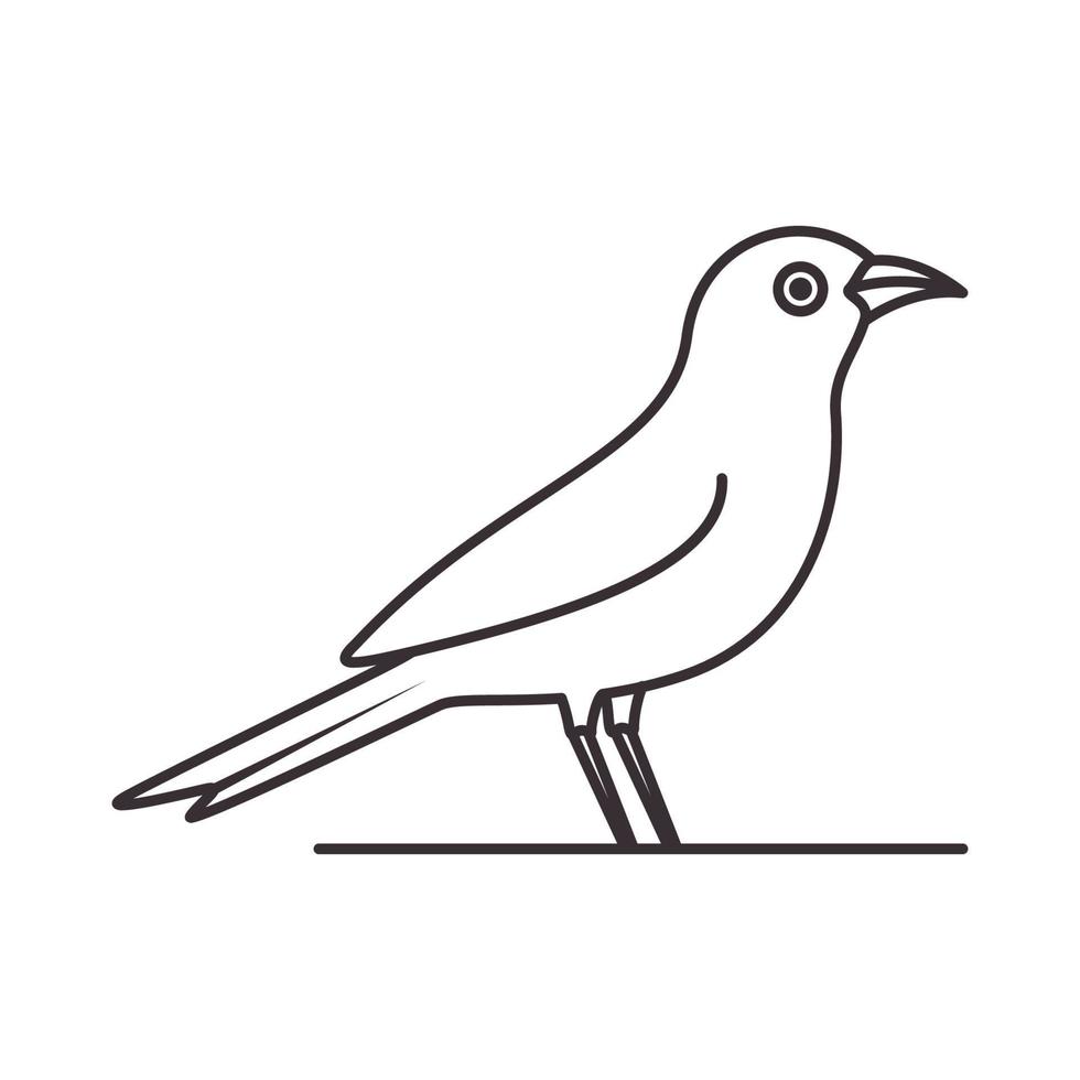 linee hipster bird sing logo vettore icona illustrazione design