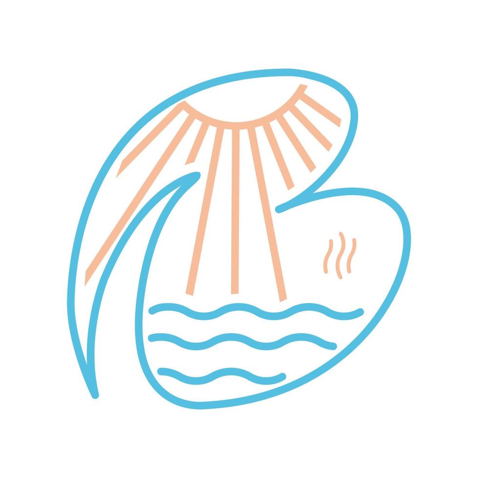 iniziale b spiaggia arte linee logo simbolo icona vettore design grafico illustrazione idea creativa
