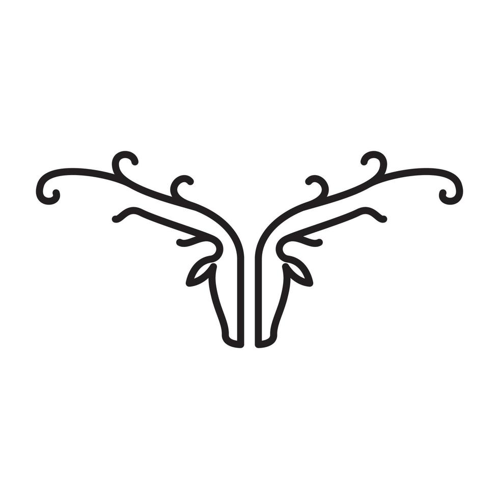linee arte moderna testa di cervo e corno logo vettore icona simbolo illustrazione del design