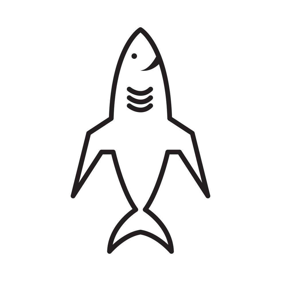illustrazione del design dell'icona del simbolo del vettore del logo delle linee dell'aereo dello squalo