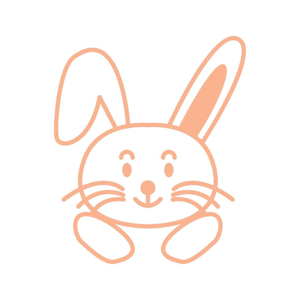 coniglio o coniglietto o lepre simpatico cartone animato linea testa sorriso icona logo illustrazione vettoriale