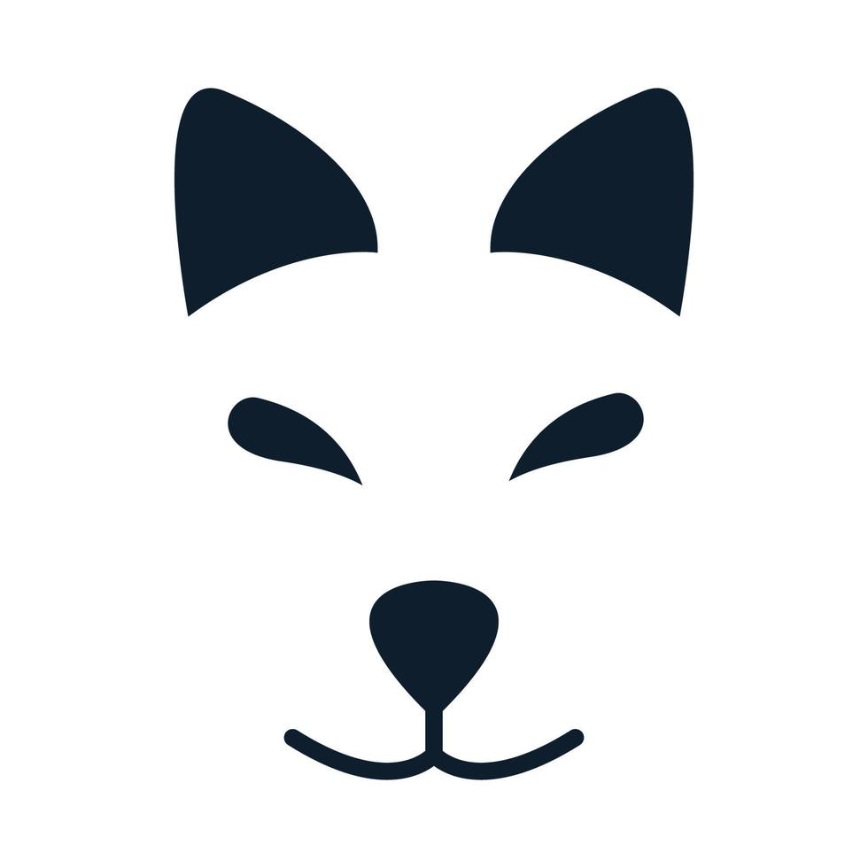 illustrazione vettoriale dell'icona del logo della linea del cane della testa del viso felice o sorridente