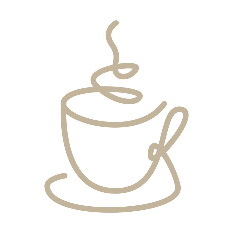 Linee artistiche o linee singole simbolo del logo della tazza di caffè illustrazione grafica dell'icona del vettore
