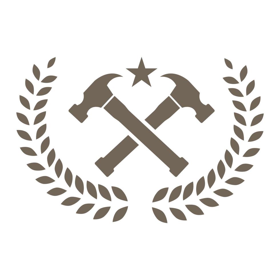 illustrazione grafica vettoriale dell'icona del simbolo del logo del martello a croce vintage