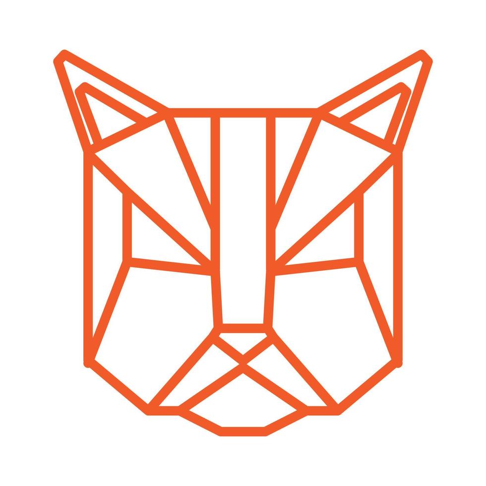 linee testa geometrica gatto tech logo logo simbolo icona vettore illustrazione grafica design