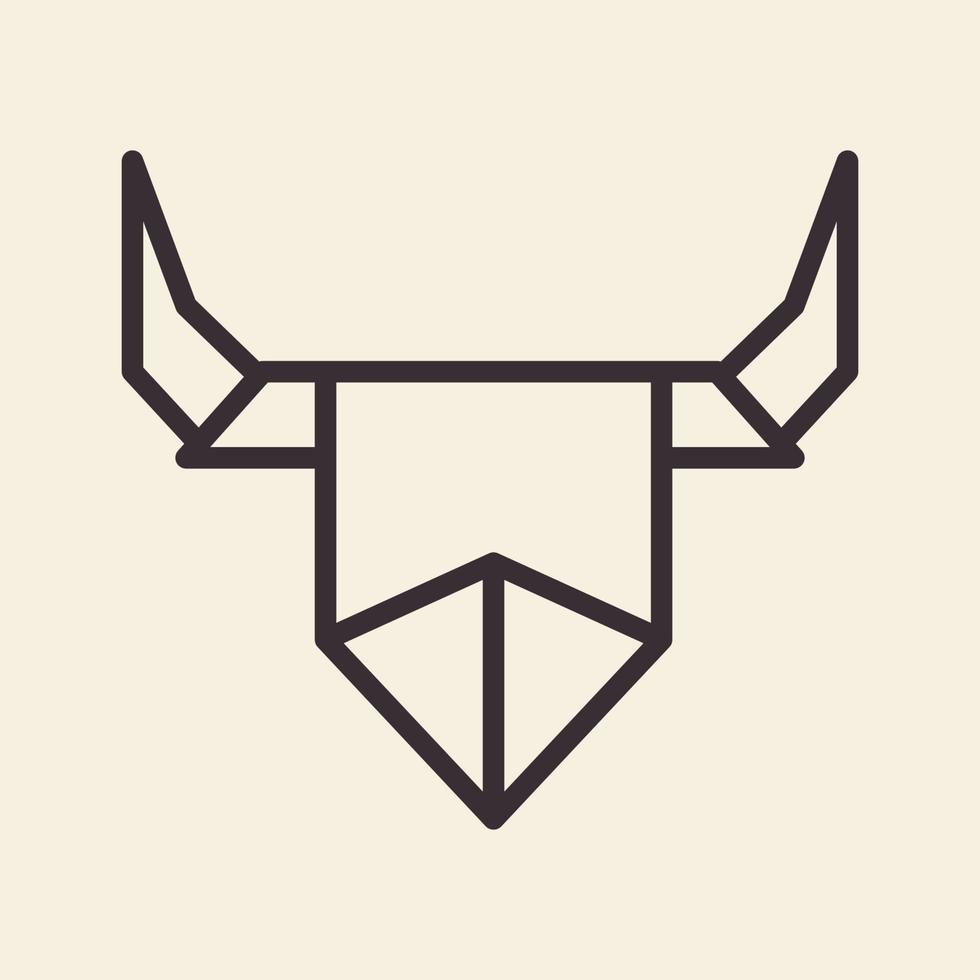 illustrazione del simbolo dell'icona del vettore del disegno del logo della mucca della testa della linea della carta di origami