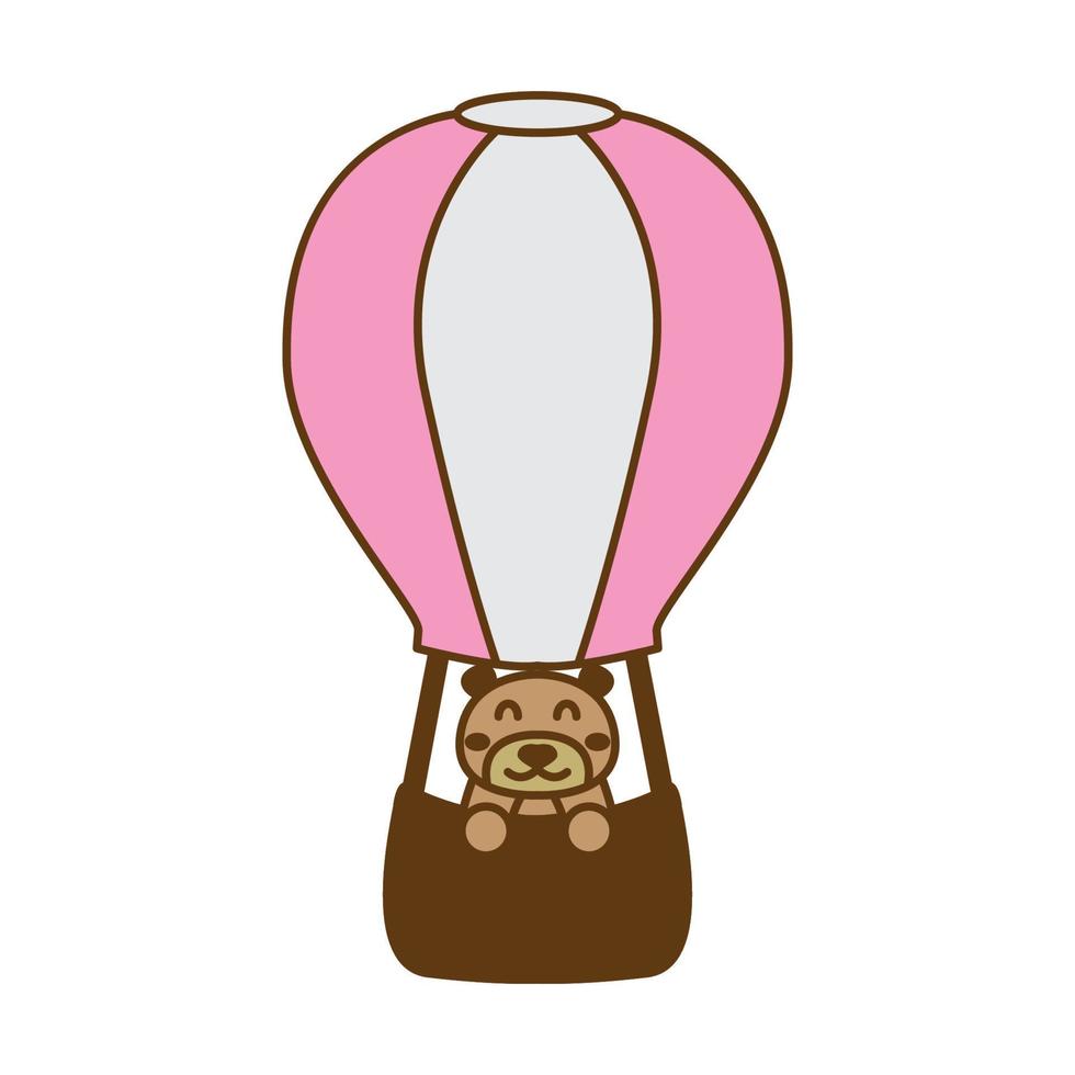 orso con mongolfiera simpatico cartone animato logo illustrazione vettoriale
