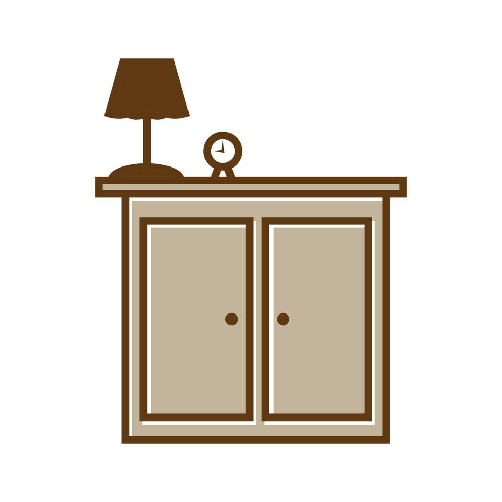 design minimalista dell'illustrazione dell'icona di vettore del logo dei mobili interni dell'armadio e del tavolo