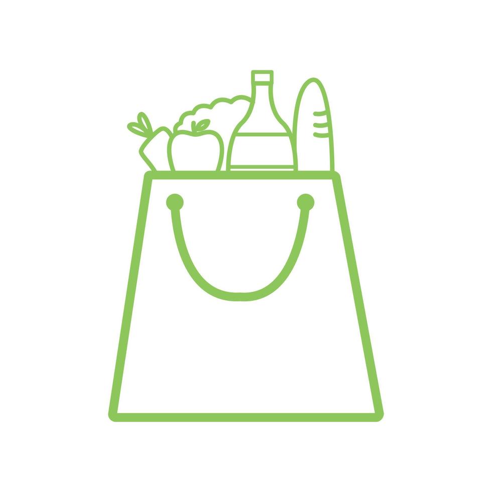 linee di borse della spesa con frutta e verdura logo simbolo icona vettore grafico illustrazione