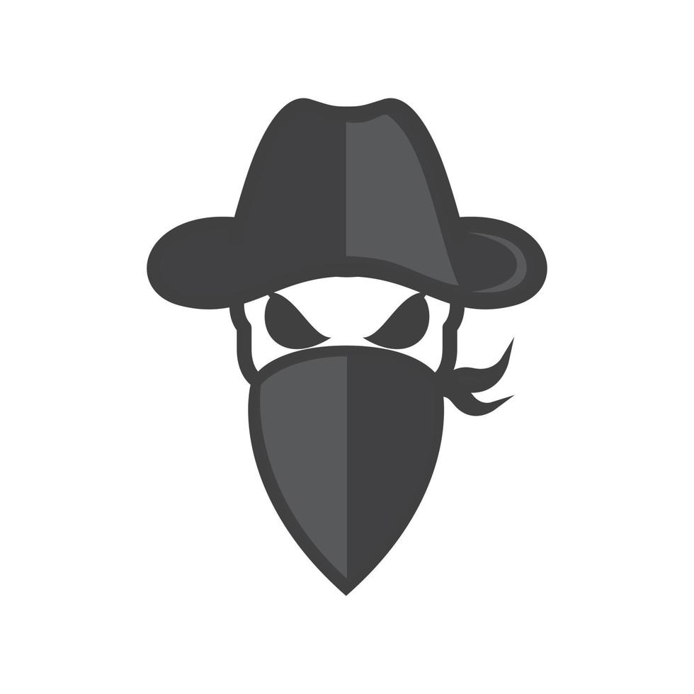 cowboy cranio con cappello e maschera logo design grafico vettoriale simbolo icona illustrazione del segno idea creativa