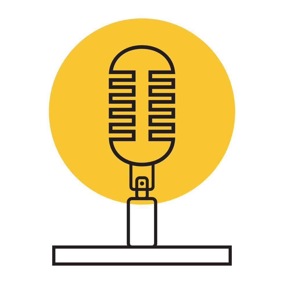 microfono podcast tramonto logo simbolo icona illustrazione grafica vettoriale